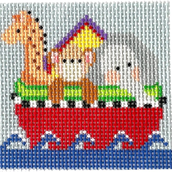 Mini Noah's Ark on 13 Mesh Painted Canvas NeedleDeeva - 1