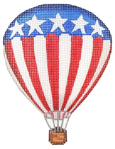 Mini Patriotic Hot Air Balloon Painted Canvas Kate Dickerson Needlepoint Collections - 1