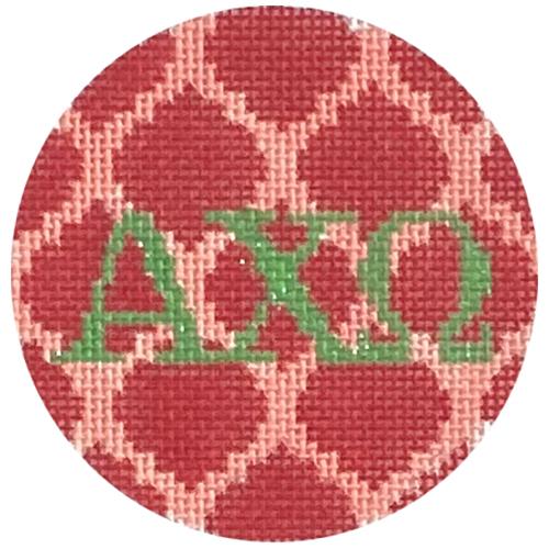 Mini Round Alpha Chi Omega Painted Canvas Kate Dickerson Needlepoint Collections - 1