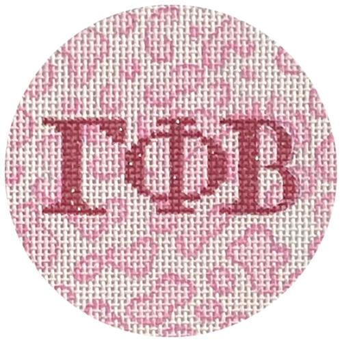 Mini Round Gamma Phi Beta Painted Canvas Kate Dickerson Needlepoint Collections - 1