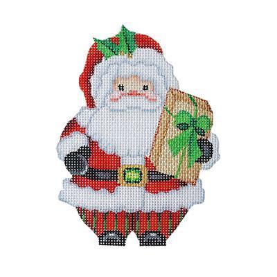 Mini Santa with Present Painted Canvas Burnett & Bradley - 1