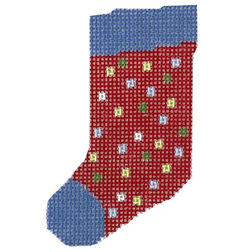Mini Sock - Small Squares Painted Canvas Pippin