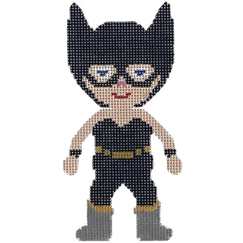 Mini Superheroine in Catsuit Painted Canvas A Stitch in Time - 1
