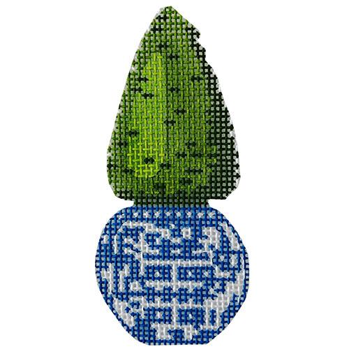 Mini Topiary Shrub in Blue Planter Painted Canvas All About Stitching/The Collection Design - 1