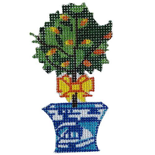 Mini Topiary Tree with Yellow Ribbon Painted Canvas All About Stitching/The Collection Design - 1