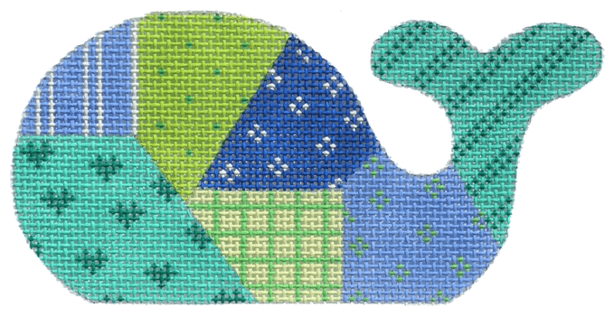 Mini Whale Patchwork Painted Canvas Kate Dickerson Needlepoint Collections - 1