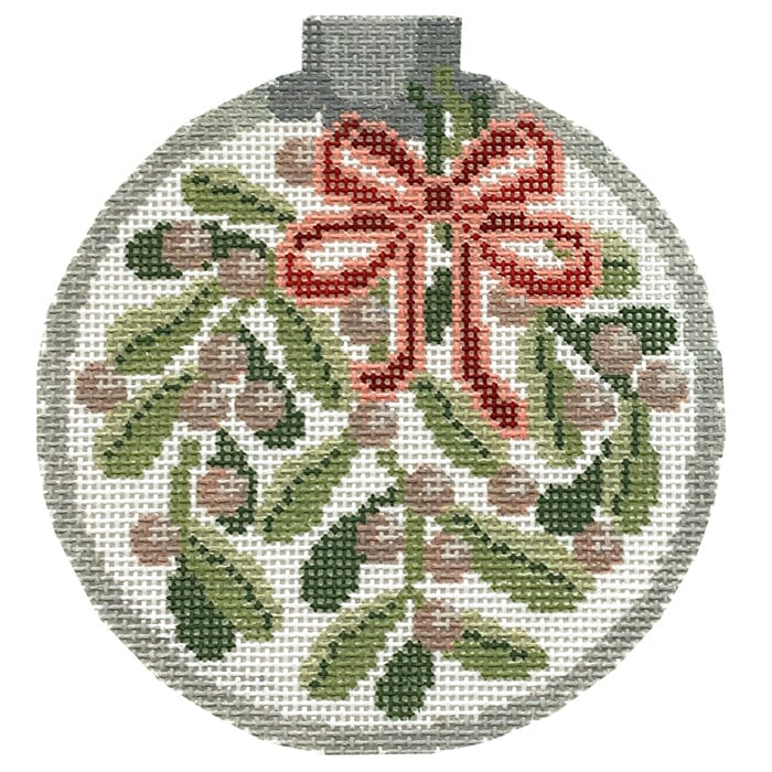 Mistletoe Ornament White Painted Canvas CanvasWorks - 1