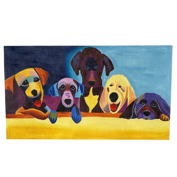 Mixed Breeds Painted Canvas Walker's Needlepoint