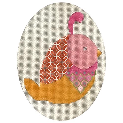 Mod Bird Quail Ornament Painted Canvas Eye Candy Needleart - 1