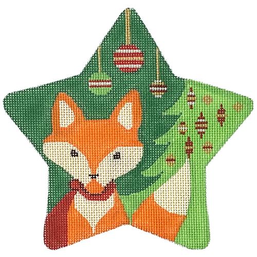 Mod Fox Star Traditional Colors Painted Canvas Eye Candy Needleart - 1