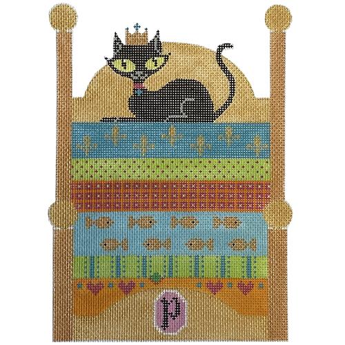 Mod Kitty Princess and the Pea Painted Canvas Eye Candy Needleart