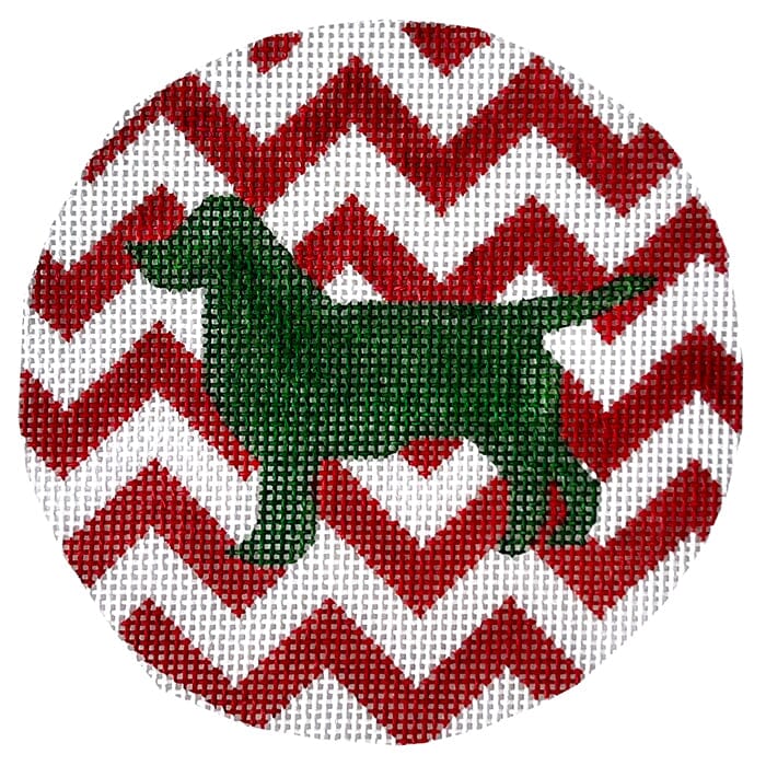 Mod Labrador on Chevron Painted Canvas Susan Battle Needlepoint - 1