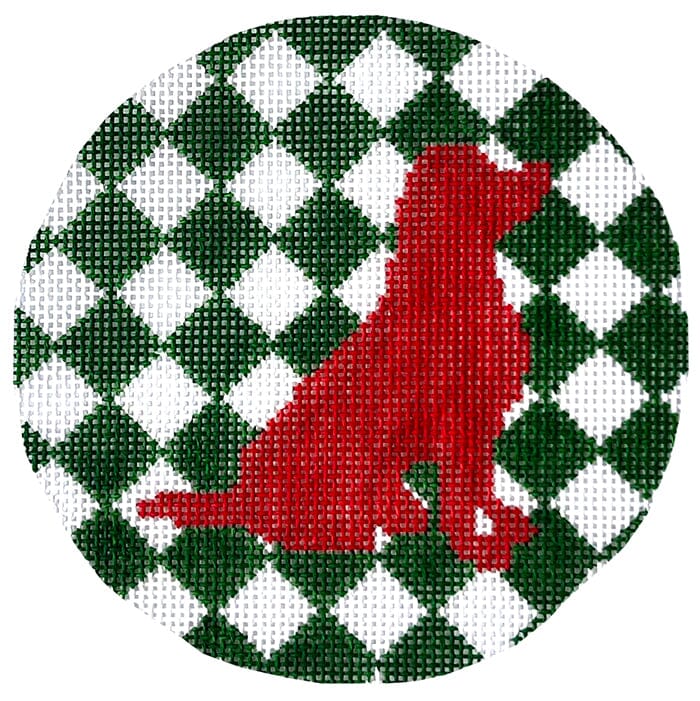 Mod Sitting Labrador on Diamonds Painted Canvas Susan Battle Needlepoint - 1