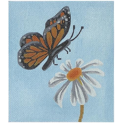 Monarch Butterfly & Daisy Painted Canvas Madeleine Elizabeth