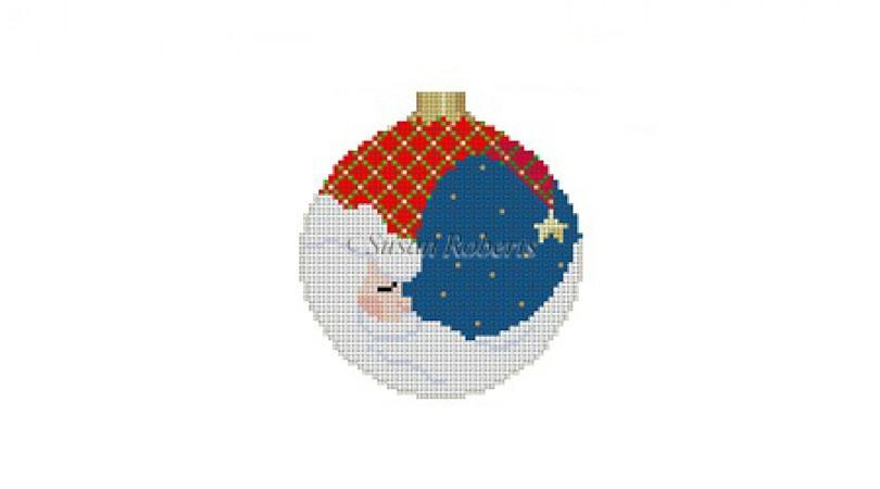 Moon Santa Round on 18 Painted Canvas Susan Roberts Needlepoint Designs Inc. 