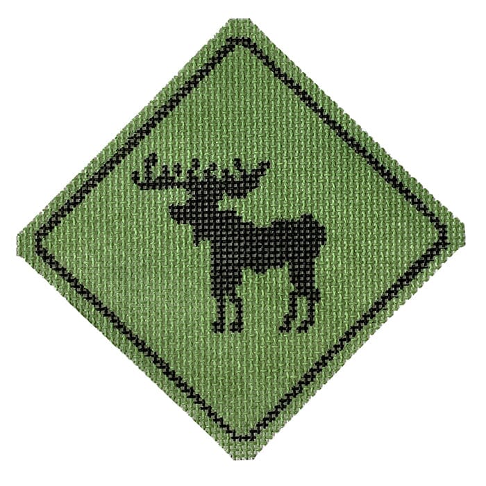 Moose Crossing Painted Canvas Walker's Needlepoint - 1