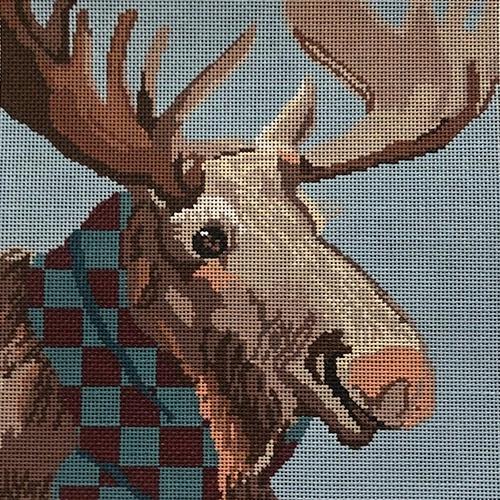 Moose Painted Canvas A Stitch in Time - 1