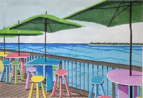 Morning on Sunset Pier Painted Canvas Purple Palm Designs - 1