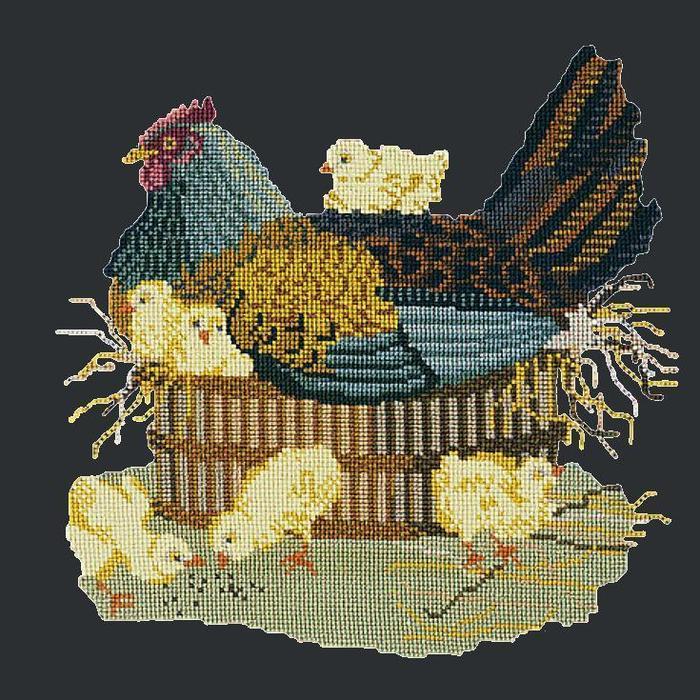 Mother Hen Needlepoint Kit Kits Elizabeth Bradley Design Black 