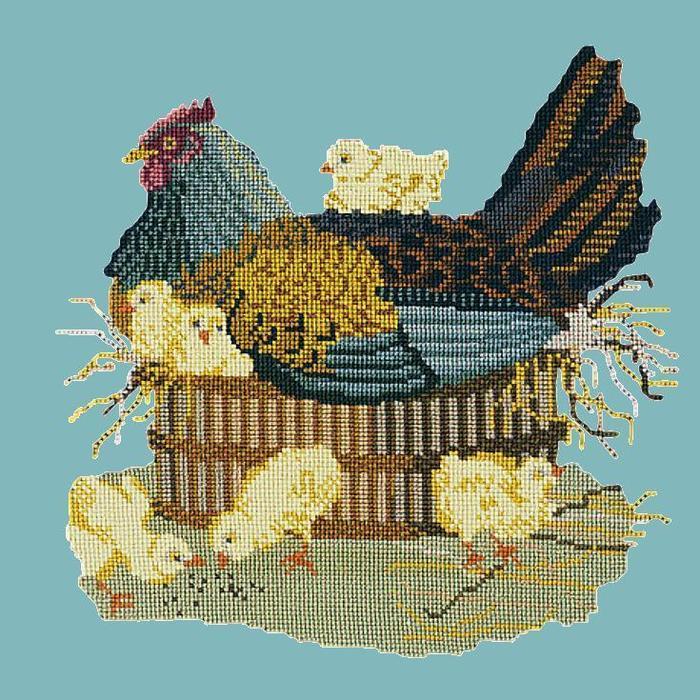 Mother Hen Needlepoint Kit Kits Elizabeth Bradley Design Duck Egg Blue 
