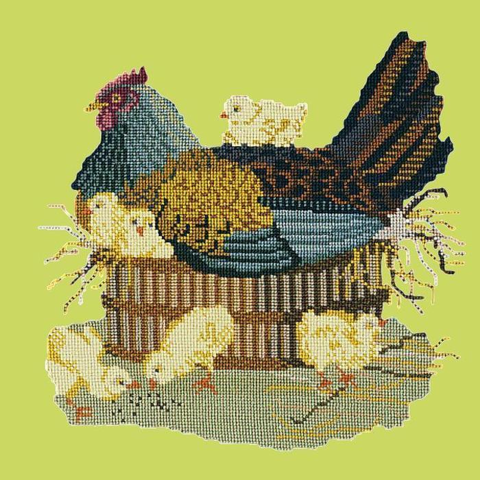 Mother Hen Needlepoint Kit Kits Elizabeth Bradley Design Pale Lime 