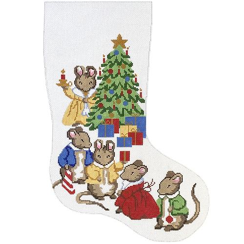 Mouse Family Christmas Stocking Painted Canvas The Colonial Needle Company - 1