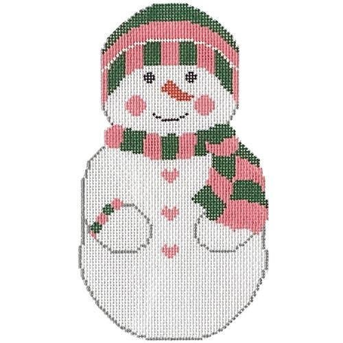 Mrs. Frosty Ornament Painted Canvas Silver Needle - 1