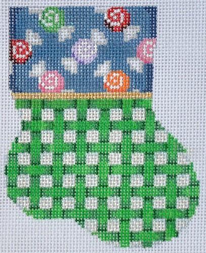 Multi-Candies / Green Lattice Mini Sock Painted Canvas Associated Talents