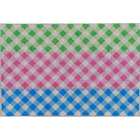 Multi Gingham Clutch Painted Canvas Two Sisters Needlepoint 