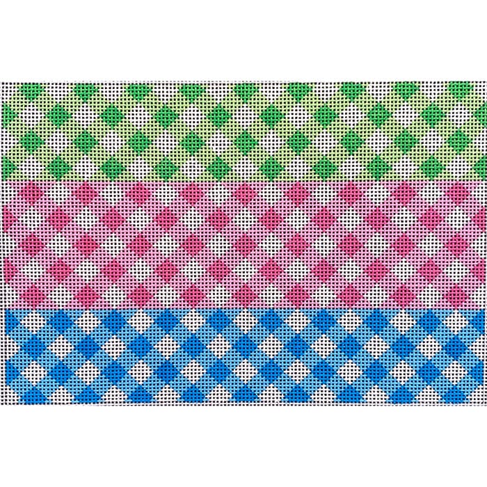Multi Gingham Clutch Painted Canvas Two Sisters Needlepoint 