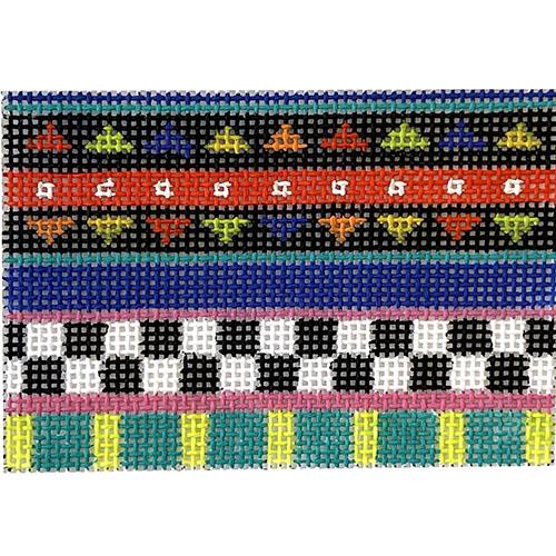 Multi Print Borders Card Case Insert Painted Canvas Zecca - 1