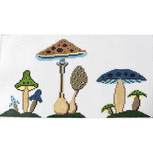 Mushrooms Pillow Painted Canvas J. Child Designs - 1