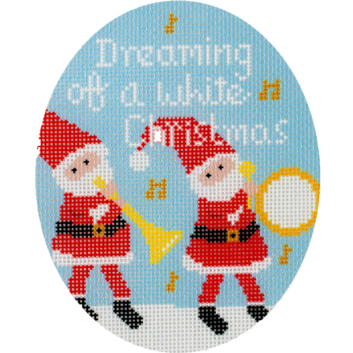 Musical Santas   Dreaming of a White Christmas Canvas Printed Canvas Needlepoint To Go