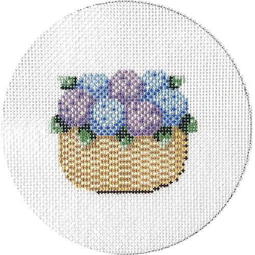 Nantucket Basket with Hydrangea Ornament Painted Canvas CBK Needlepoint Collections - 1