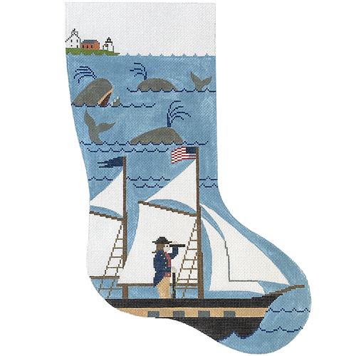 Nantucket Captain at Sea Stocking Painted Canvas The Colonial Needle Company - 1
