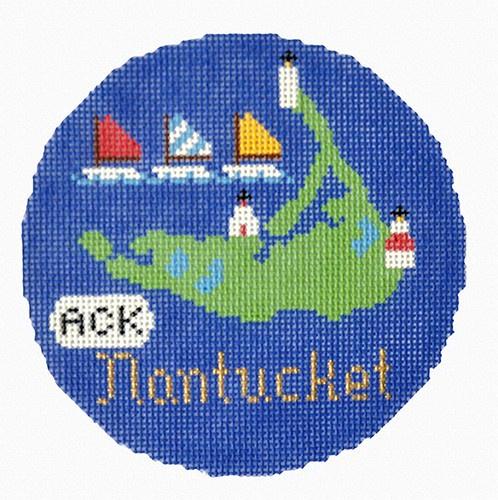 Nantucket Ornament Painted Canvas Silver Needle - 1