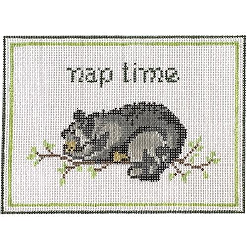 Nap Time Bear Painted Canvas Blue Ridge Stitchery - 1