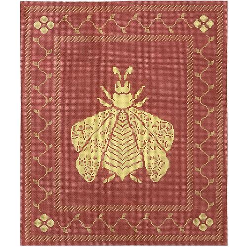 Napoleon's Bee Pillow Top on 13 Coral & Butter Painted Canvas Whimsy & Grace - 1