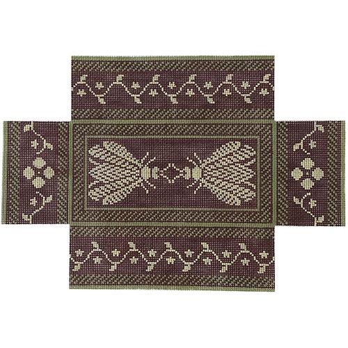 Napoleon's Bees Brick Cover on 13 Aubergine & Lime Painted Canvas Whimsy & Grace - 1