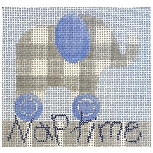 Naptime Elephant Blue Painted Canvas Associated Talents - 1