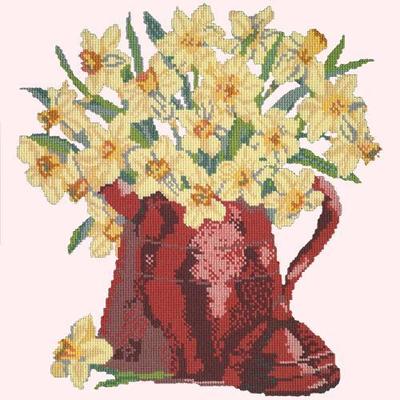 Narcissi Pot Needlepoint Kit Kits Elizabeth Bradley Design Cream