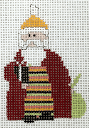 Narrow Horizontal Stripe Santa Painted Canvas Pippin - 1