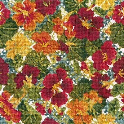 Nasturtium Needlepoint Kit Kits Elizabeth Bradley Design Cream 