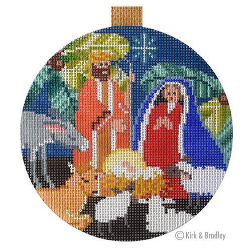 Nativity Round Painted Canvas Kirk & Bradley 