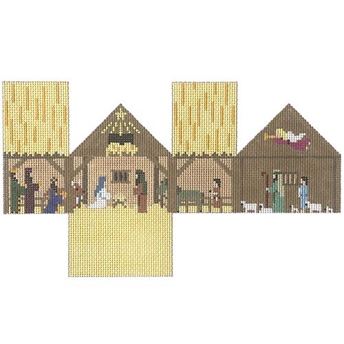 Nativity Stable Mini House on 13 mesh Painted Canvas Susan Roberts Needlepoint Designs Inc.