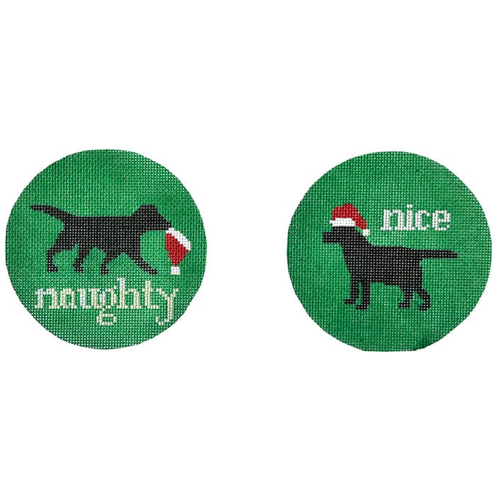 Naughty Nice Black Labs Painted Canvas Susan Battle Needlepoint