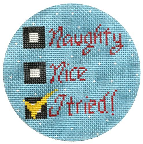 Naughty, Nice Ornament Painted Canvas Danji Designs - 1