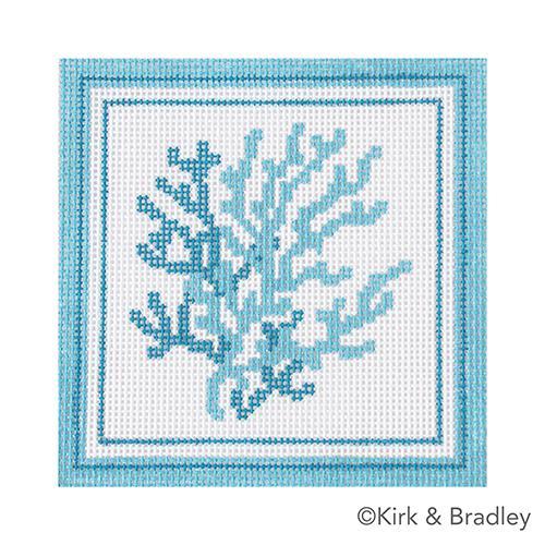 Nautical Coaster Coral in Aqua Painted Canvas Kirk & Bradley - 1