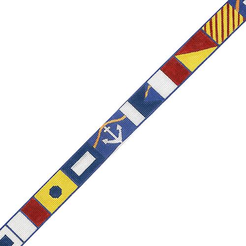 Nautical Flag Alphabet Belt on 18 Painted Canvas The Meredith Collection - 1