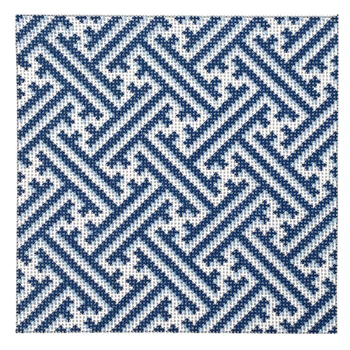 Navy Diagonal Fretwork Square Painted Canvas Associated Talents - 1